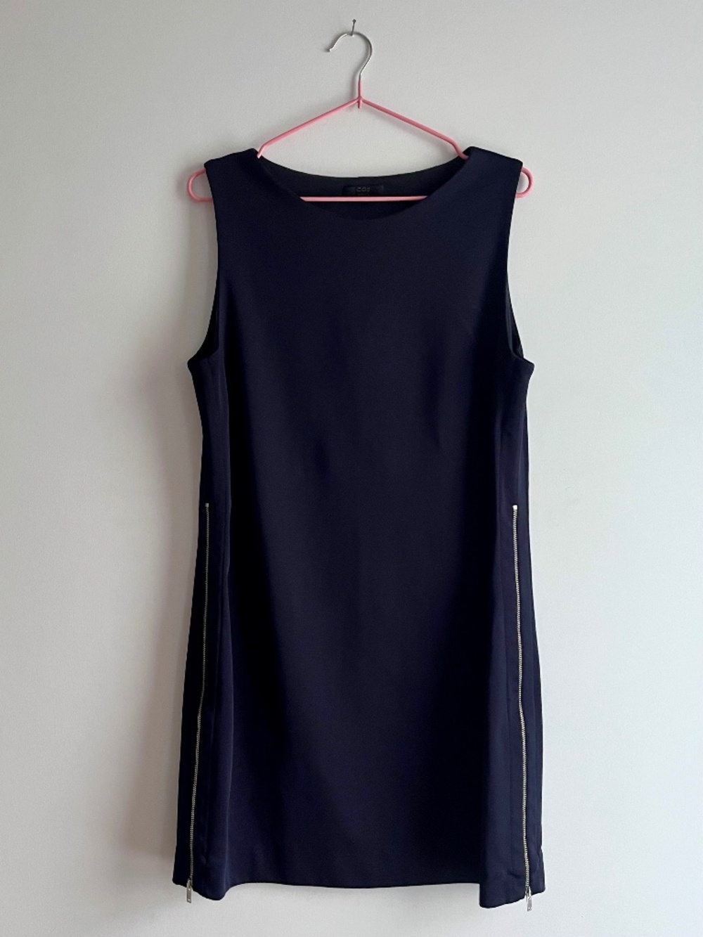 COS zippered shift dress in navy - Size M